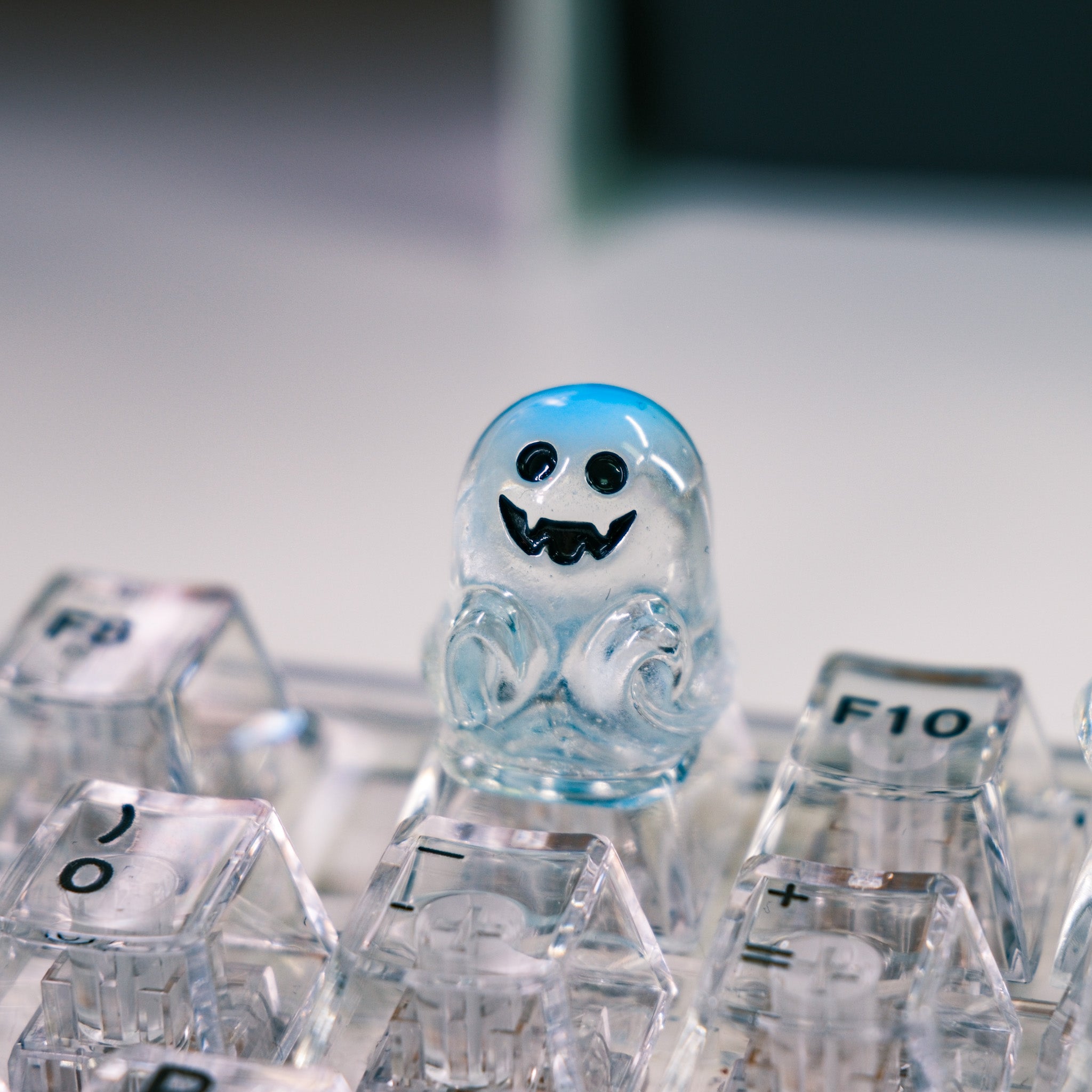 Transparent Blue Head Ghost Artisan Key Cap