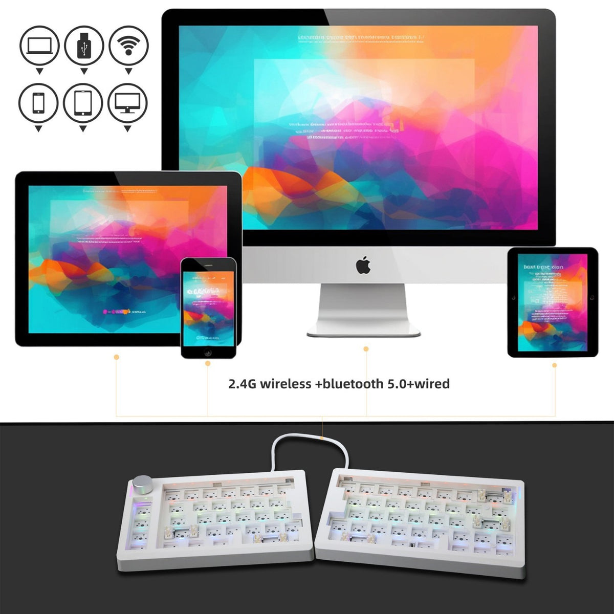 SOUL70 Creamy White | Split Mechanical Keyboard Barebone