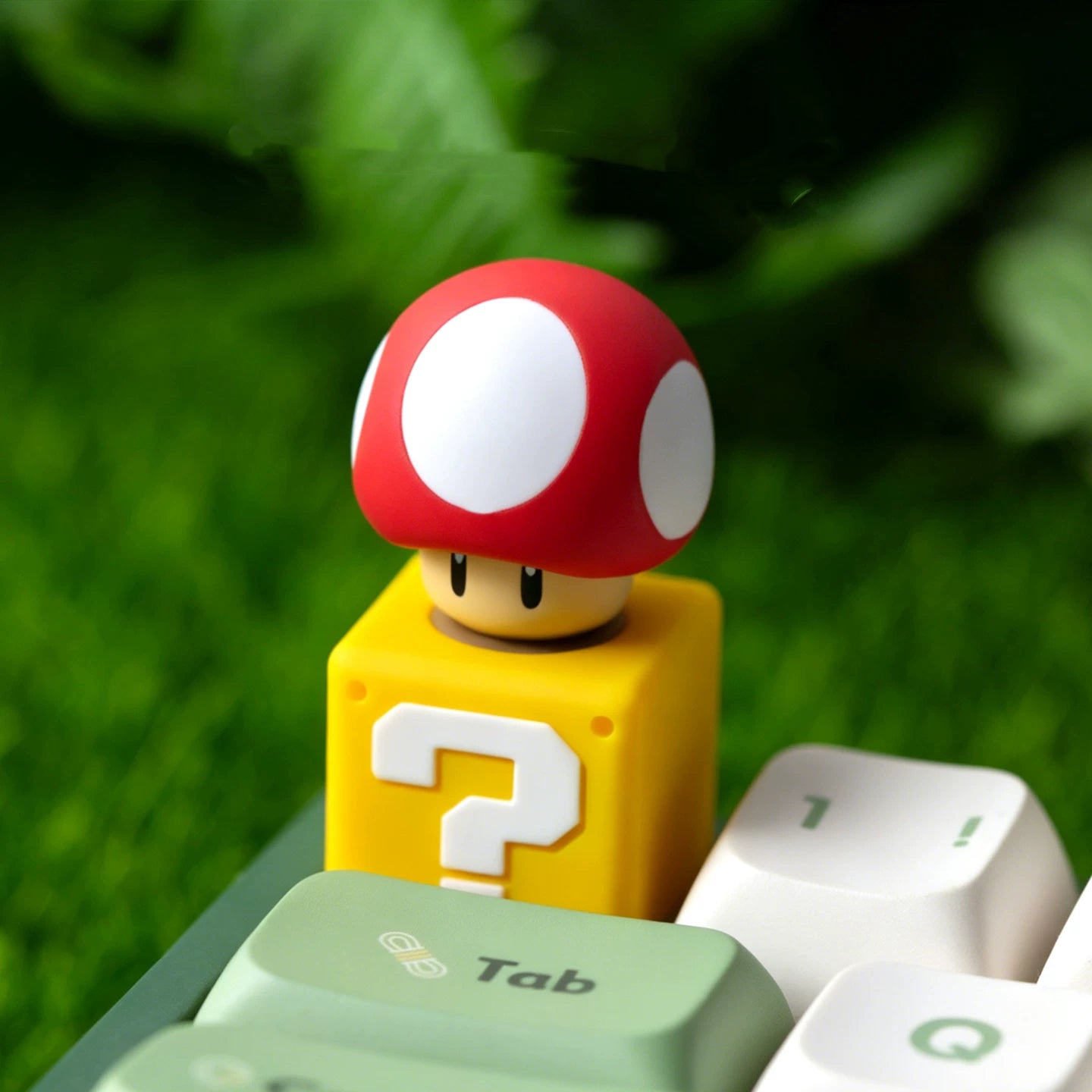Red Mushroom Question Box Artisan Key Cap - Spinning Edition