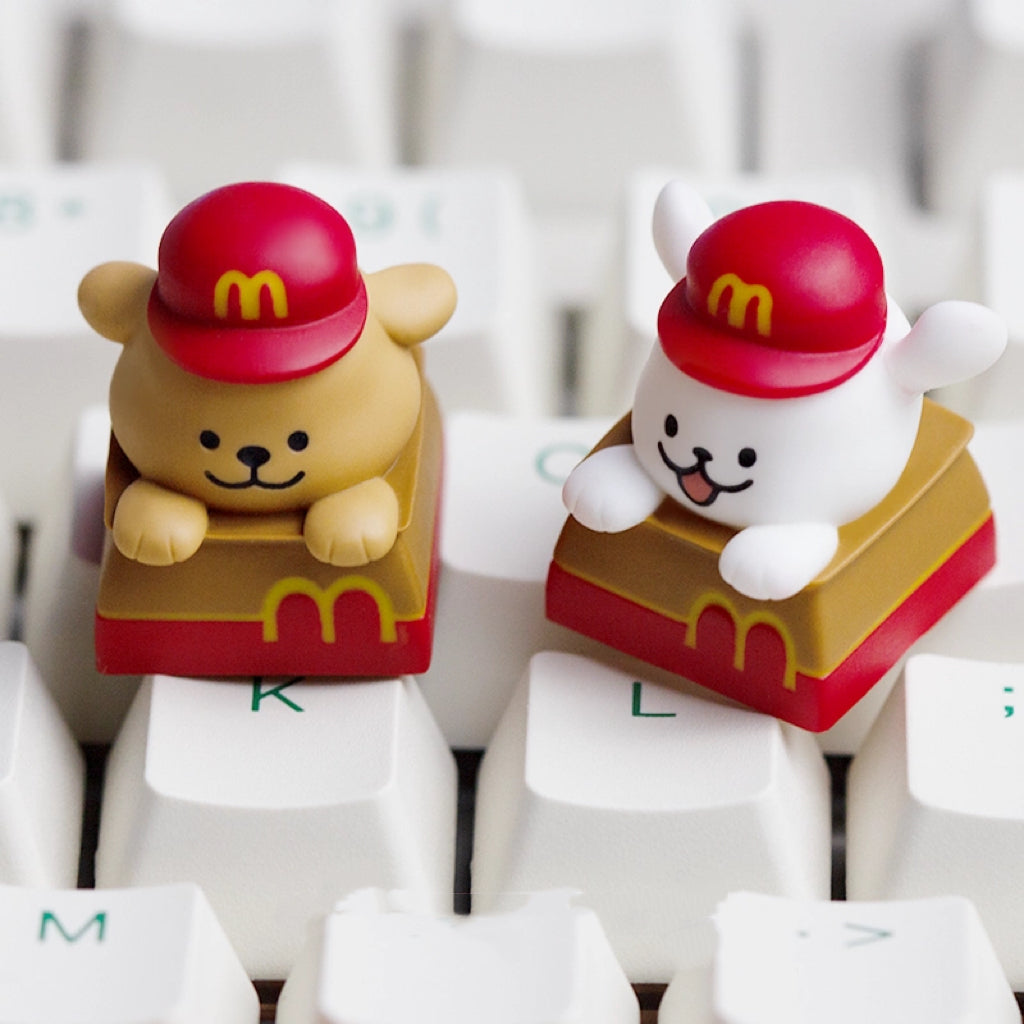 Fast Food Server White Dog Artisan Key Cap