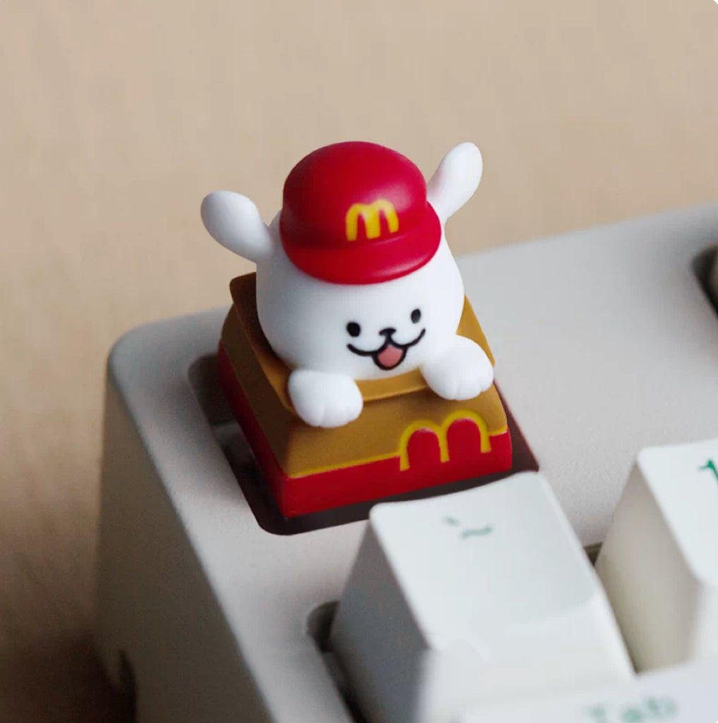 Fast Food Server White Dog Artisan Key Cap
