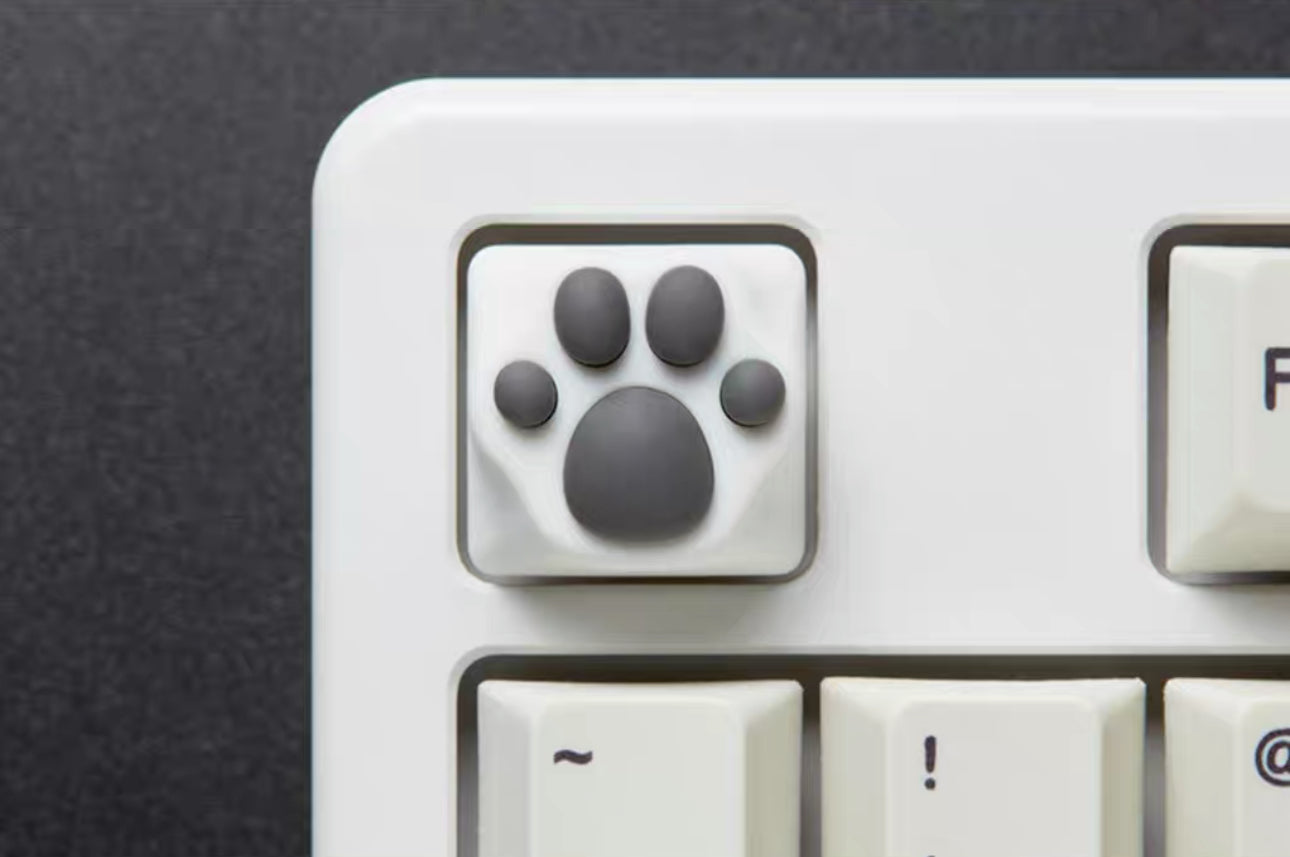 White & Grey Cat Paw Artisan Key Caps