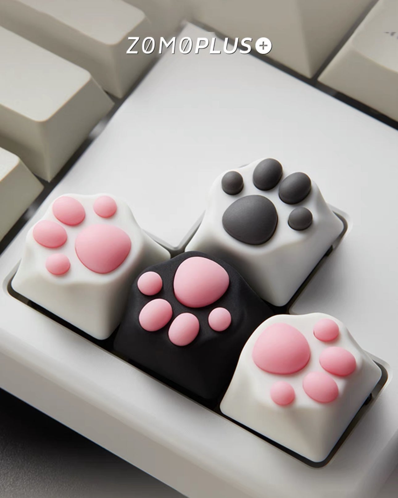 Black & Pink Cat Paw Artisan Key Caps