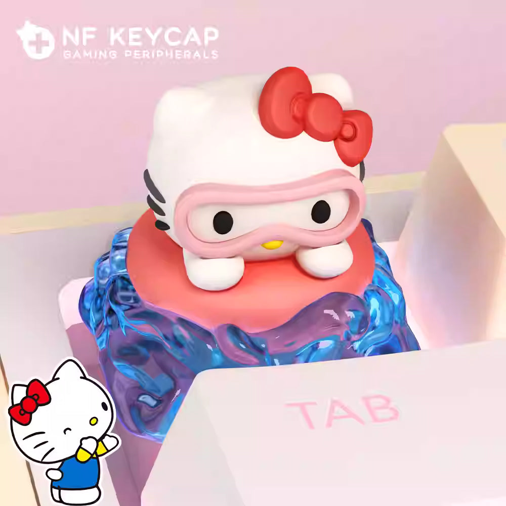 Swimming Kitty Artisan Key Cap