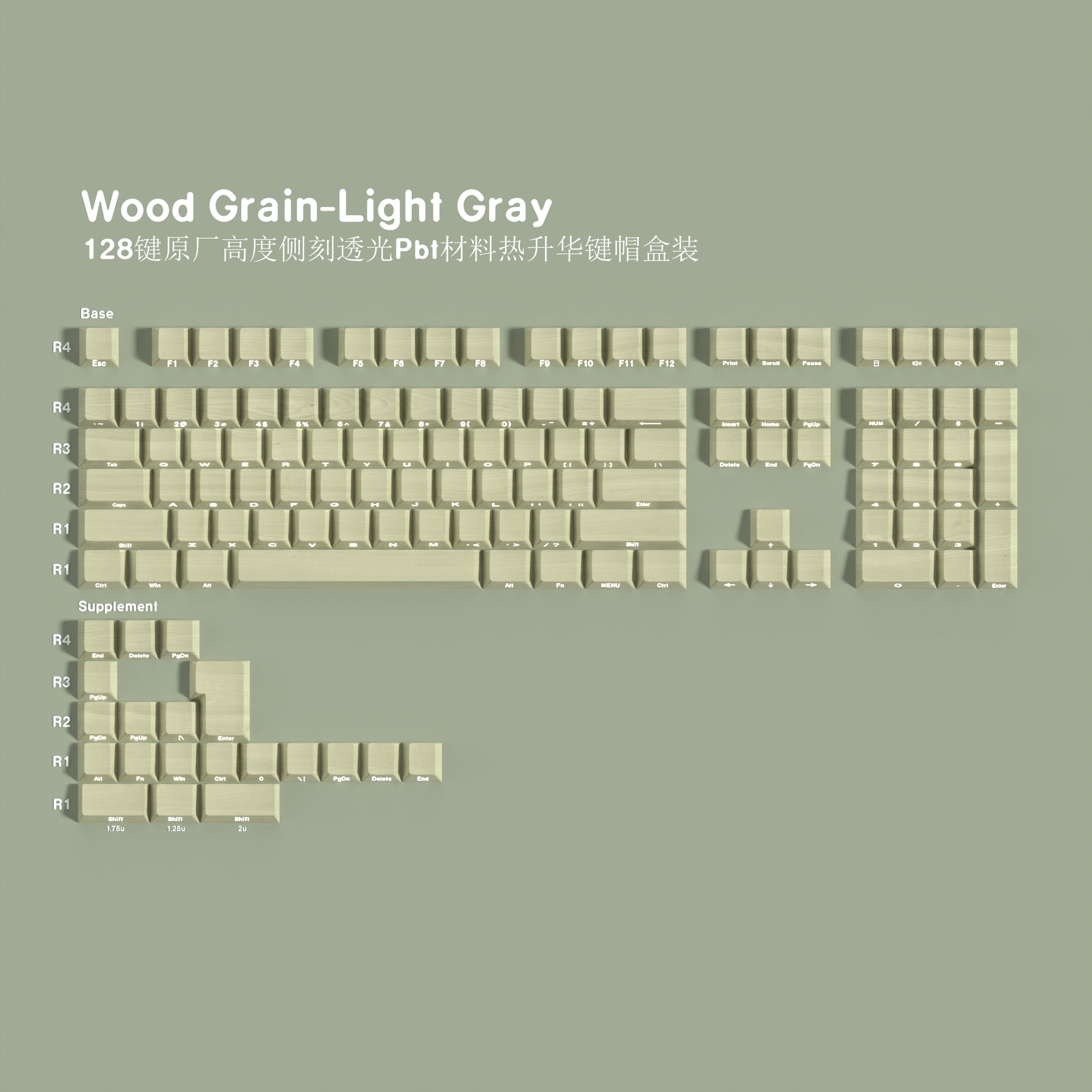 Wooden Grey Key Cap Set
