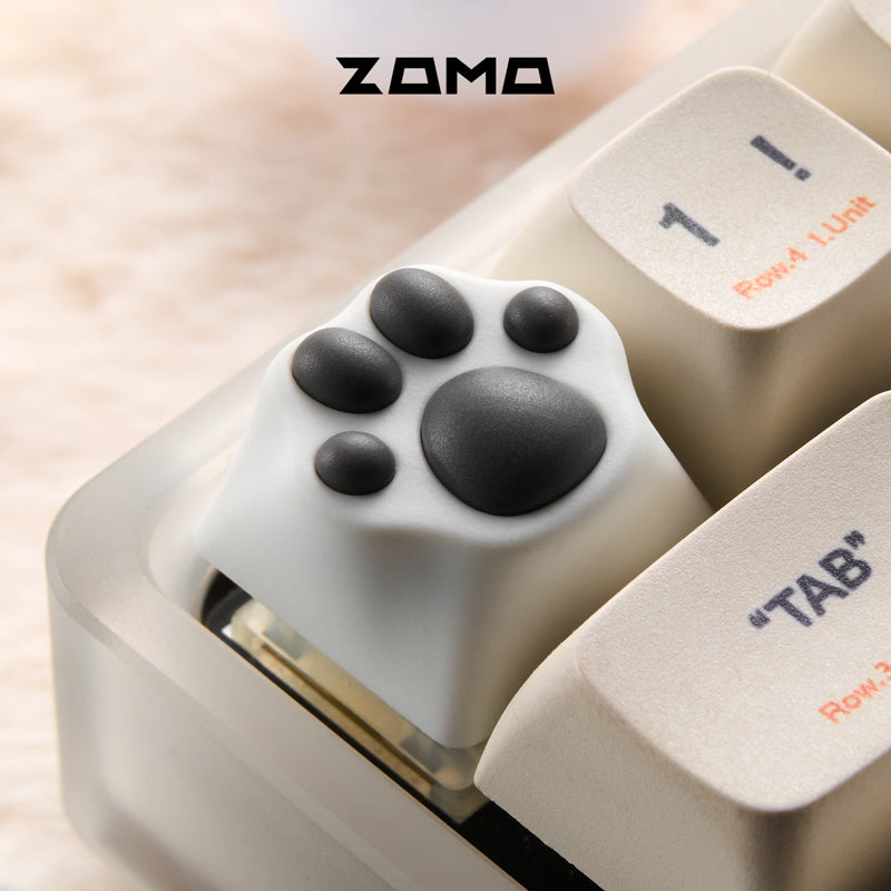 White & Grey Cat Paw Artisan Key Caps