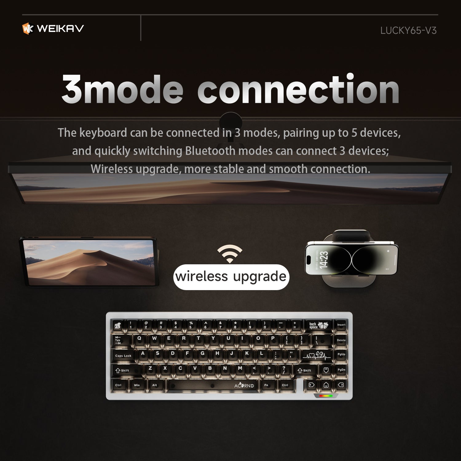 Weikav Lucky65 Red Mechanical Keyboard Barebone