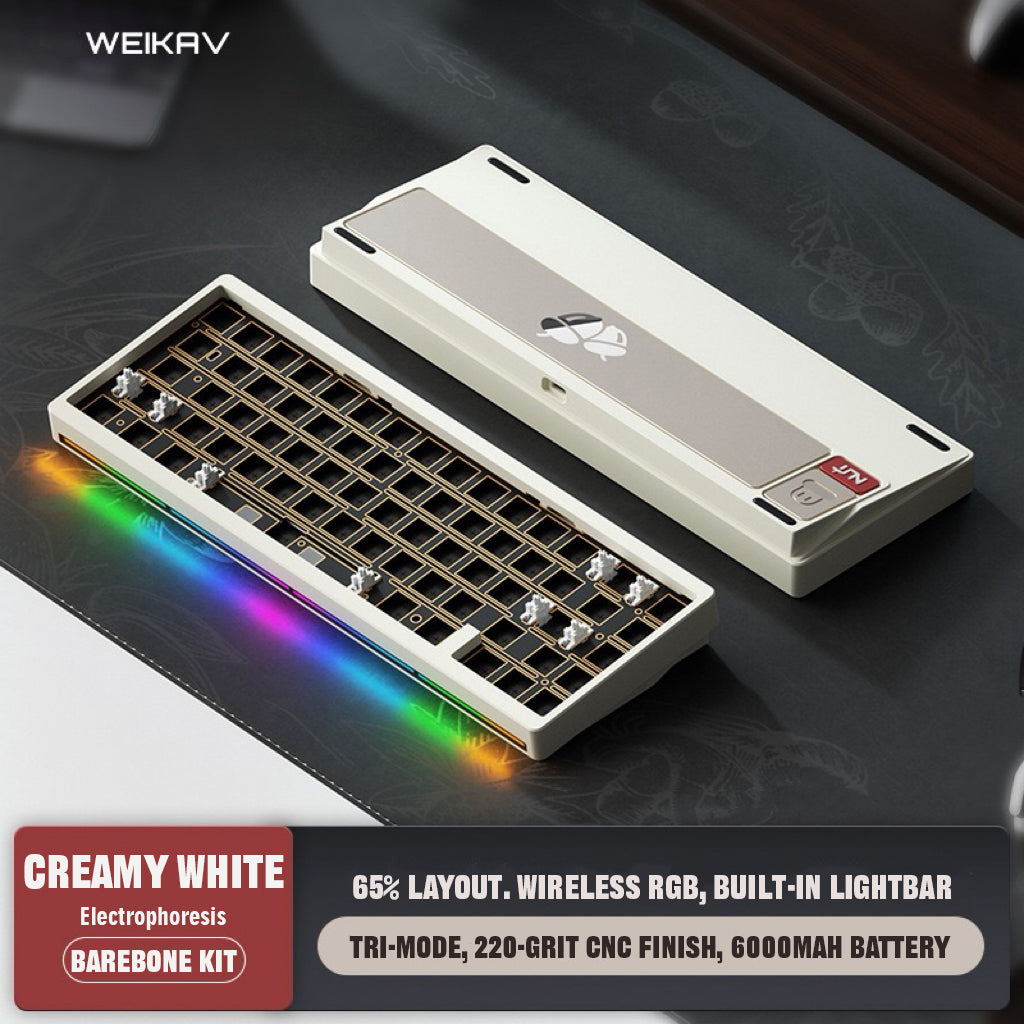 Weikav NUT65 ホワイト メカニカルキーボード Weikav Nut65 Creamy White Mechanical Keyboard Barebone – Soulmie Keys