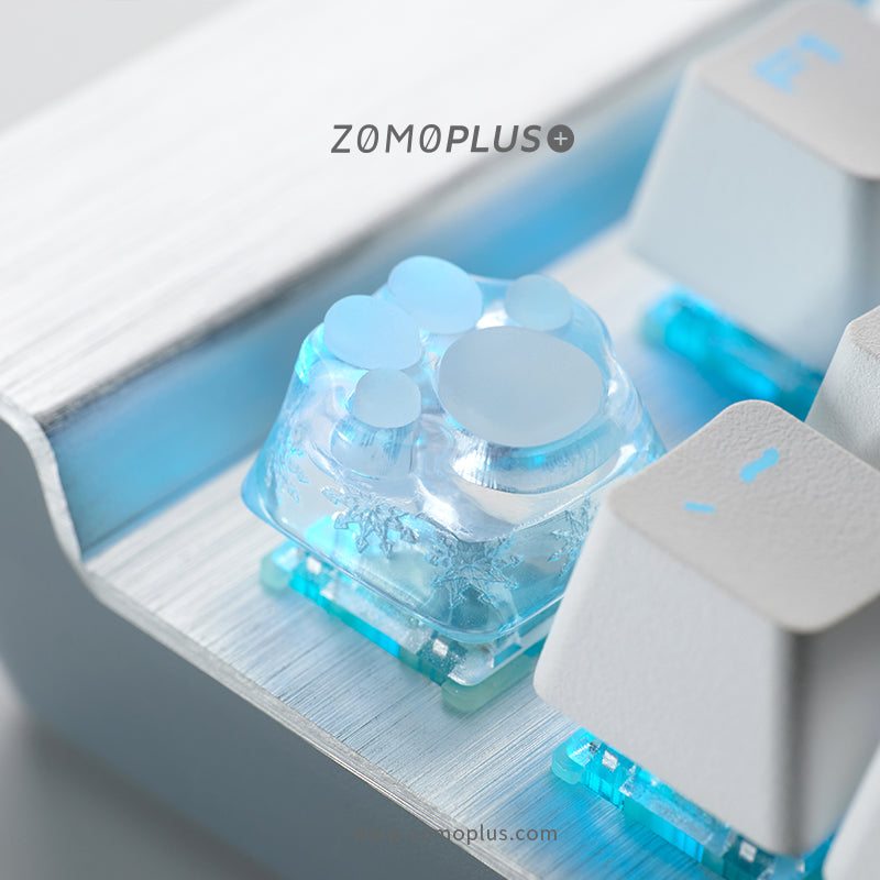 Snow Blue Transparent Cat Paw Artisan Key Caps