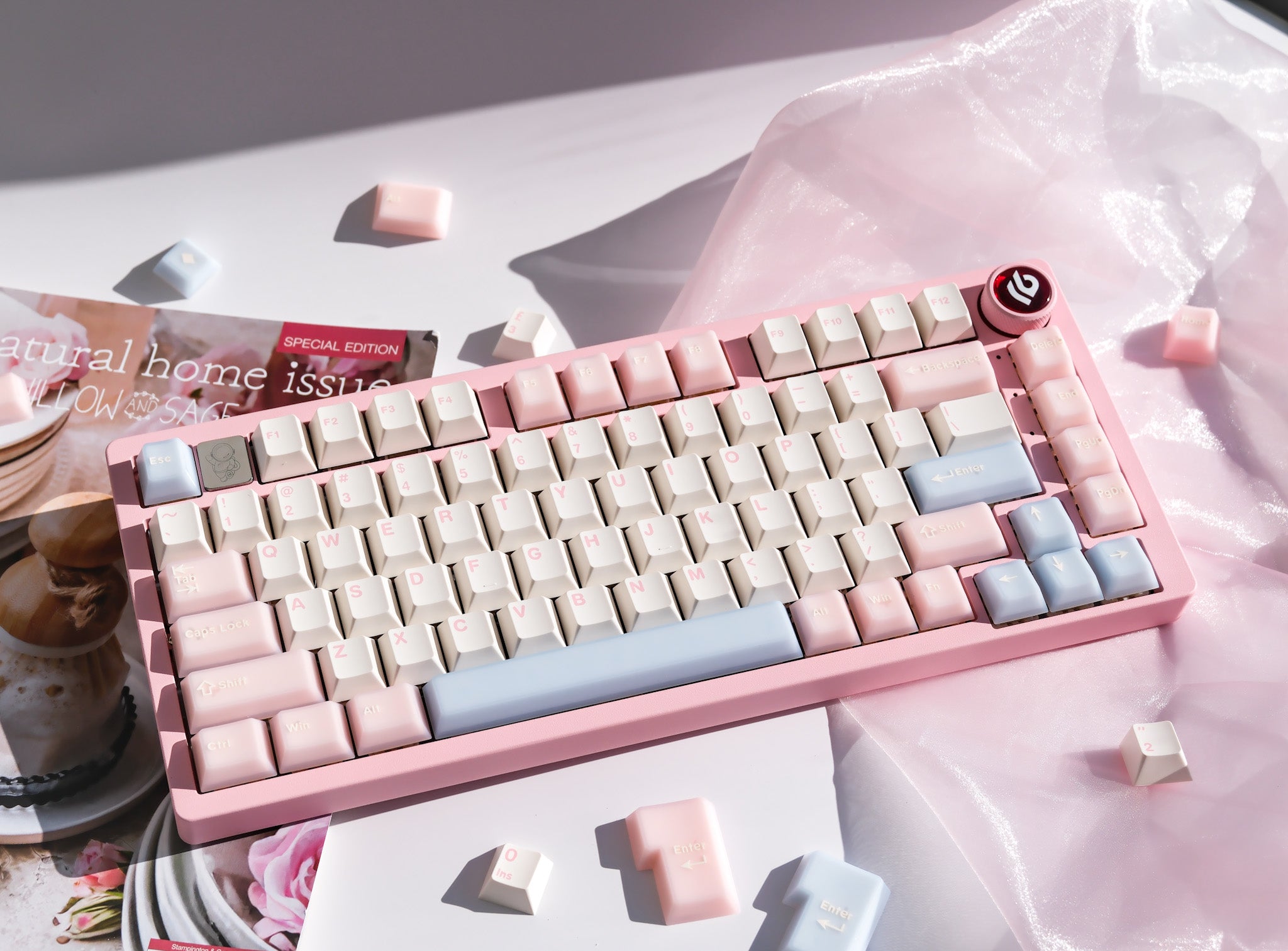 Hi75 Pink | White Peach Oolong Mechanical Keyboard | Pre-order Opening Now