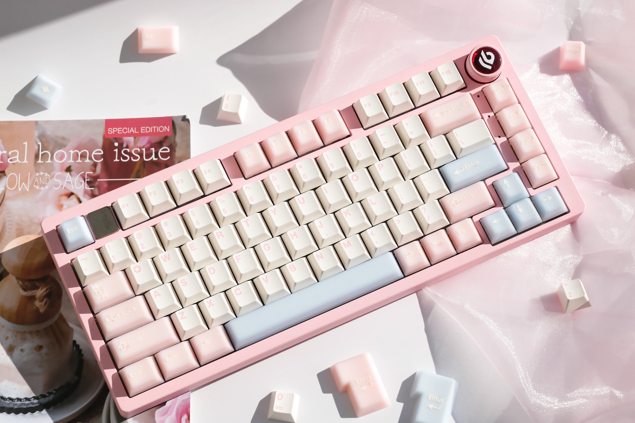 Hi75 Pink | White Peach Oolong Mechanical Keyboard | Pre-order Opening Now
