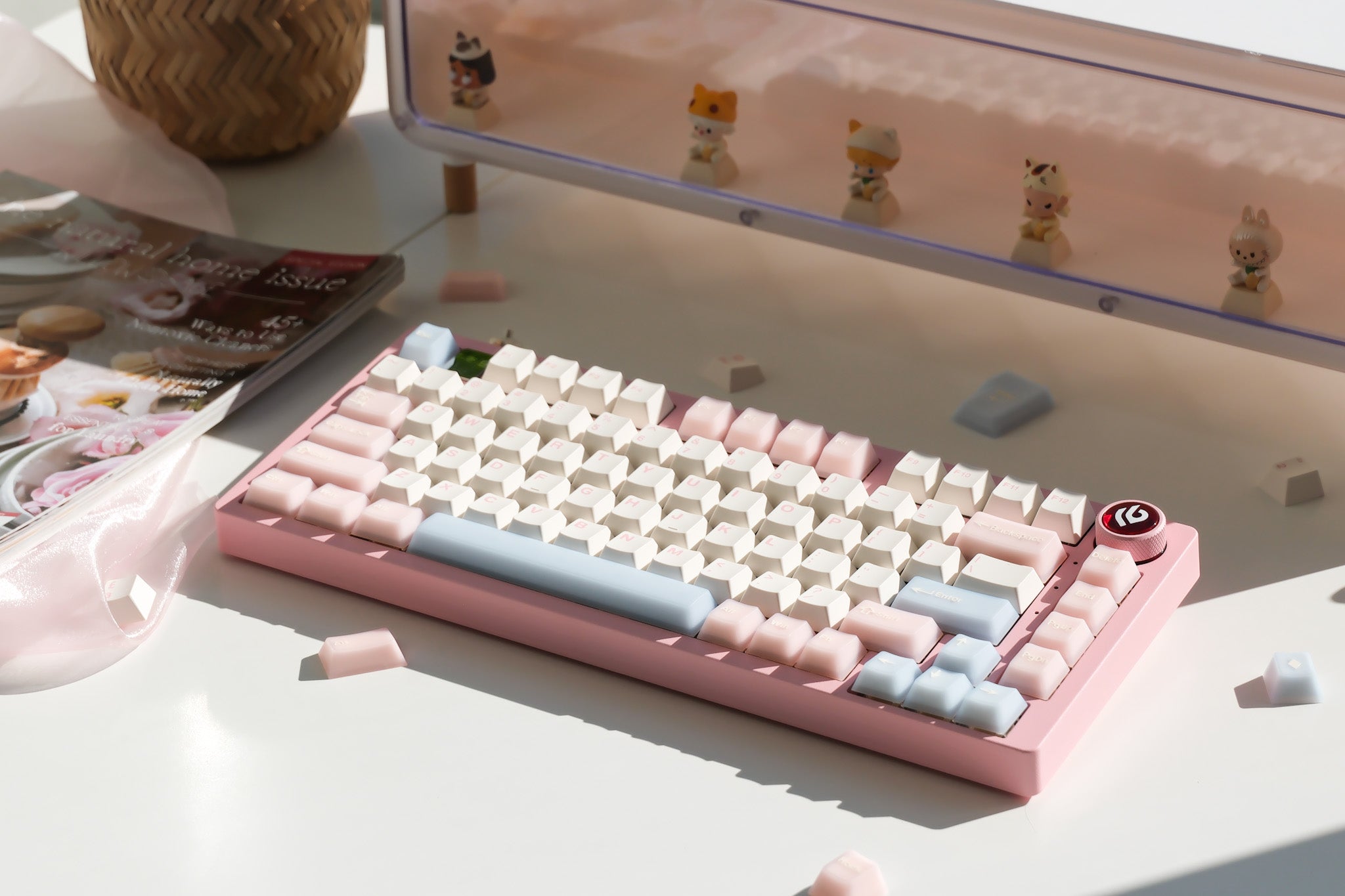 Hi75 Pink | White Peach Oolong Mechanical Keyboard | Pre-order Opening Now