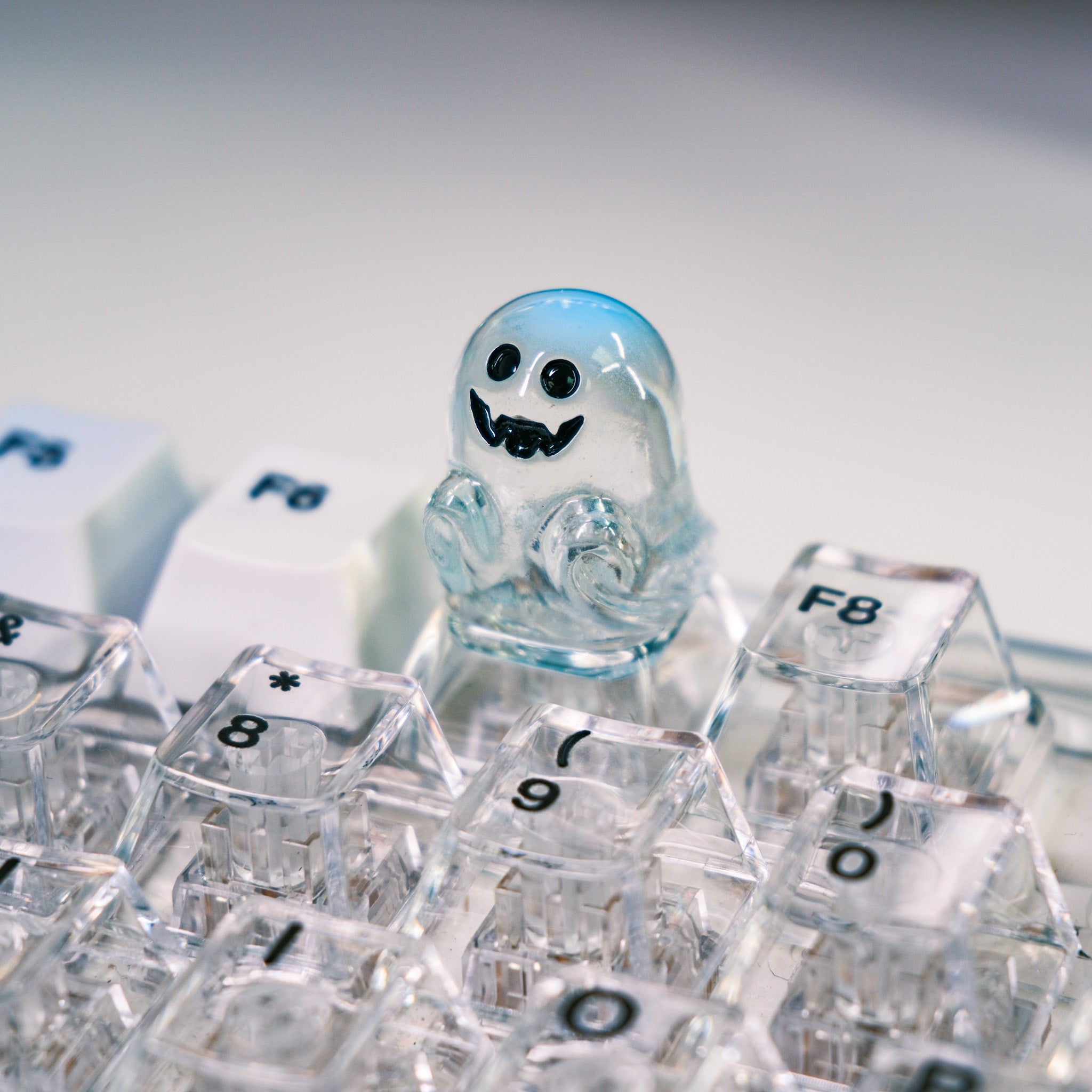 Transparent Blue Head Ghost Artisan Key Cap