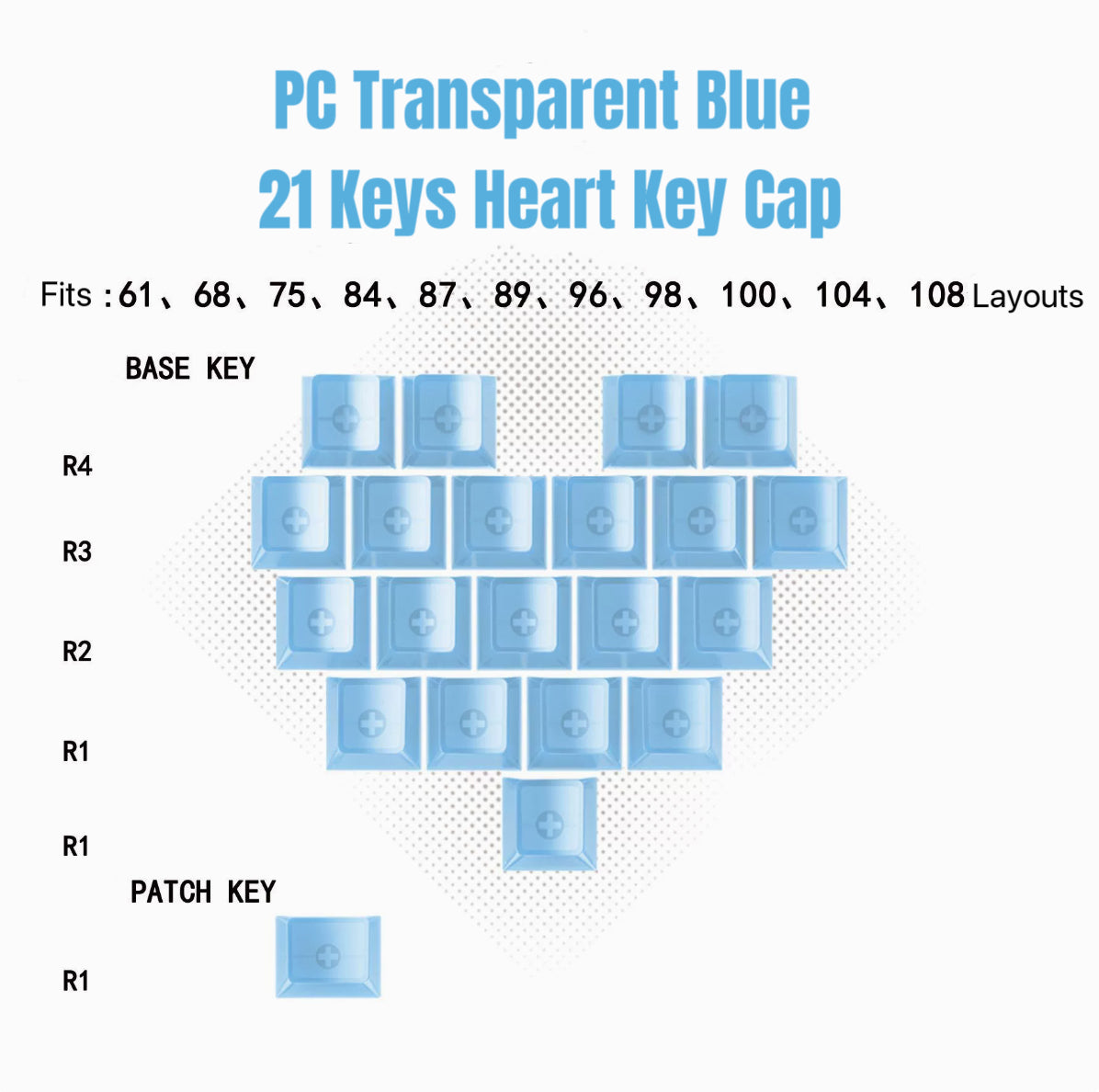 Frozen Heart Key Cap Set - 21 keys