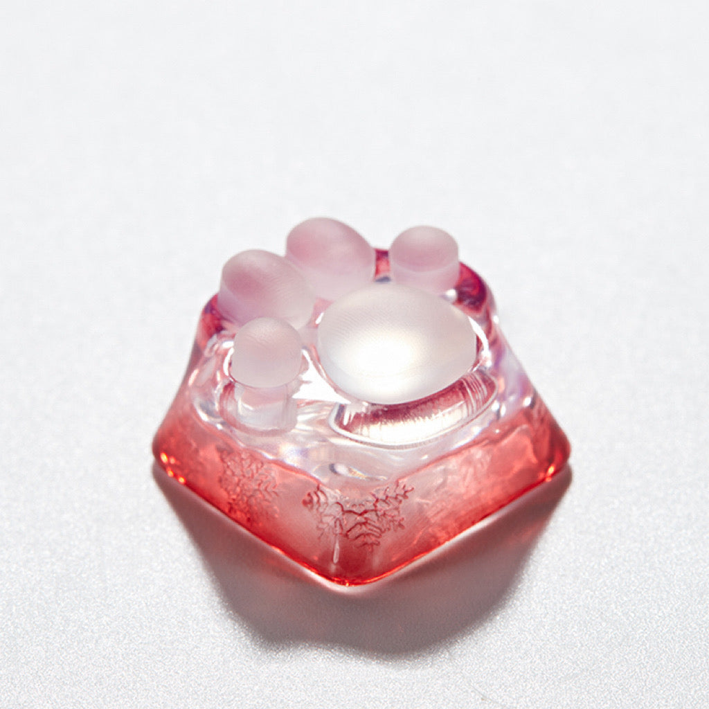 Red Transparent Cat Paw Artisan Key Caps
