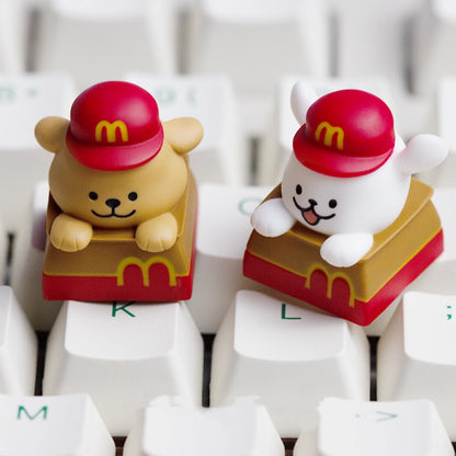 Fast Food Server White Dog Artisan Key Cap