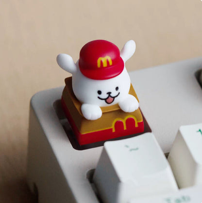 Fast Food Server White Dog Artisan Key Cap