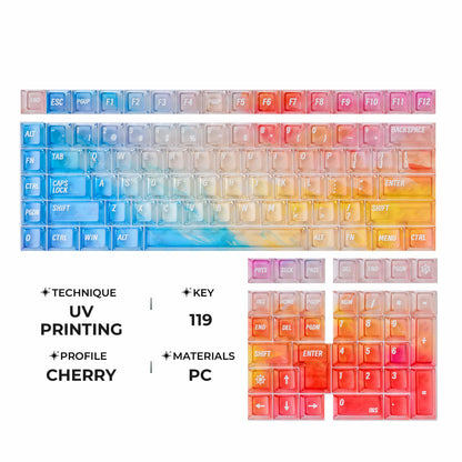 Sunset Glow Key Cap Set - Translucent Gradient