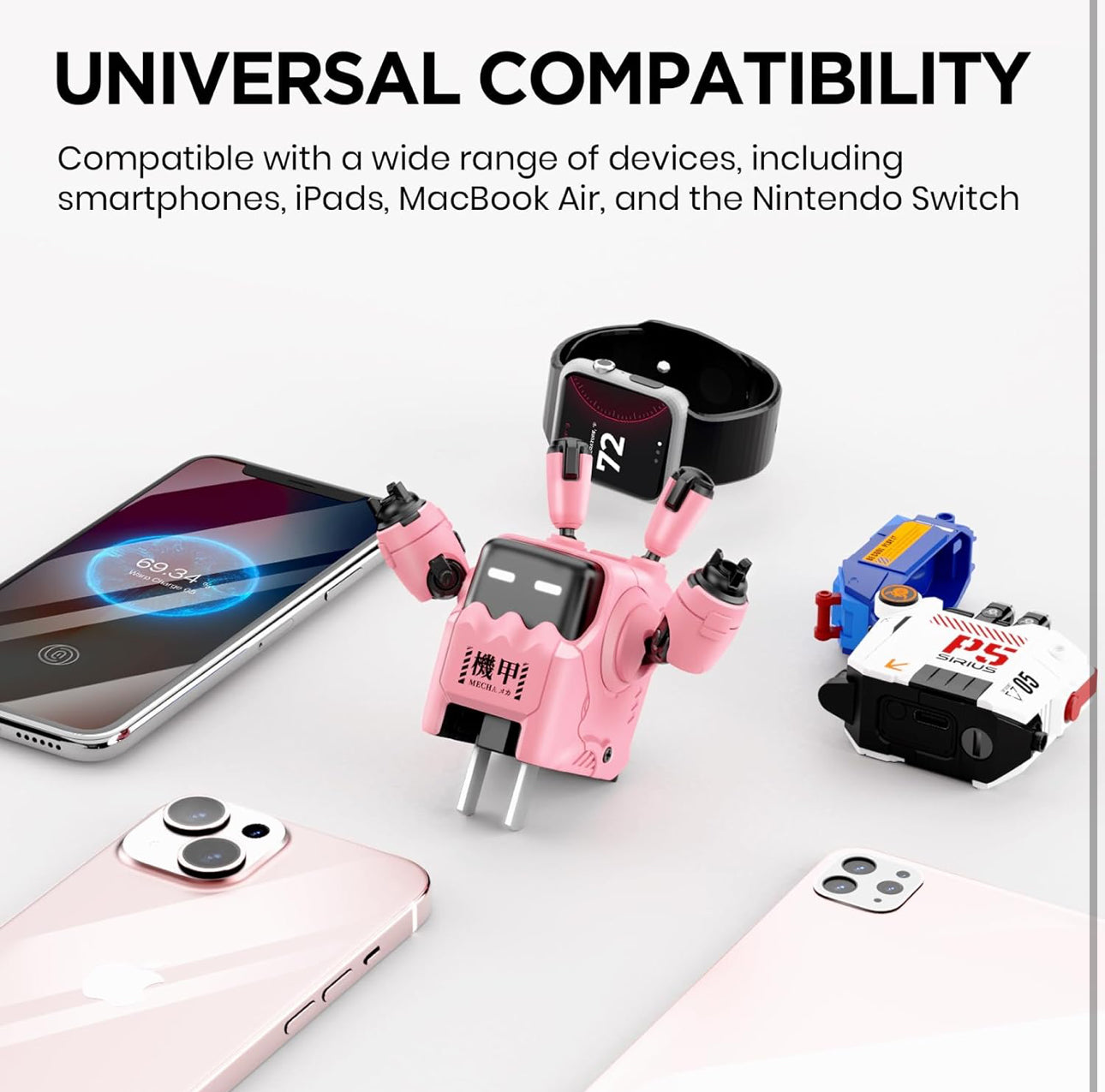 GravaStar 35W USB C Robot Charger - Pink