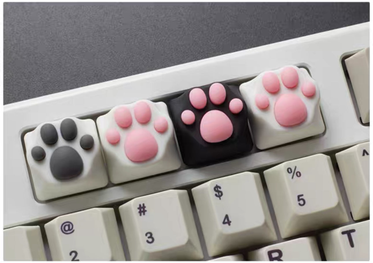 Black & Grey Cat Paw Artisan Key Caps
