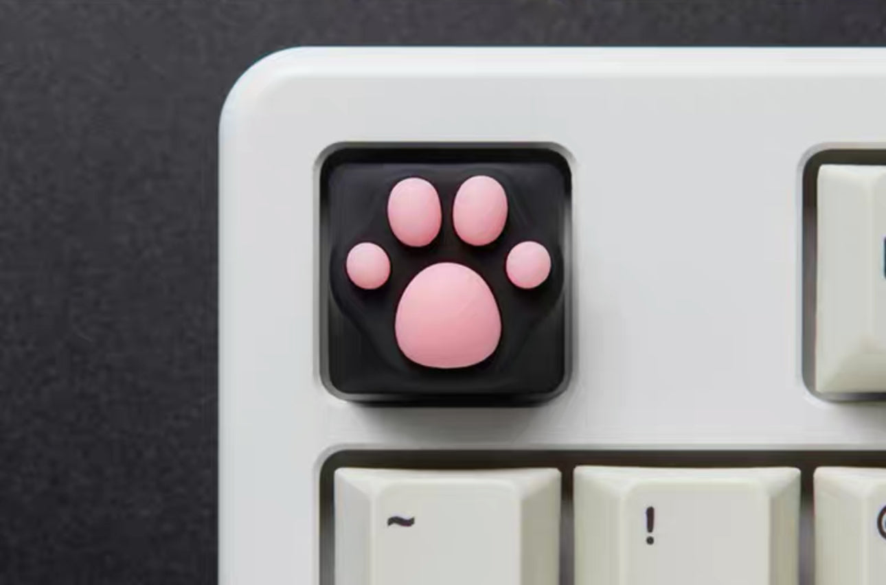 Black & Pink Cat Paw Artisan Key Caps