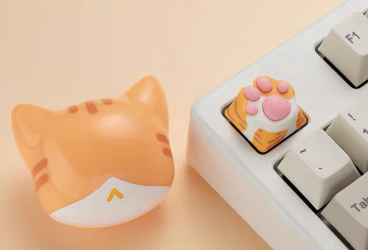 Orange Cat Paw Artisan Key Caps