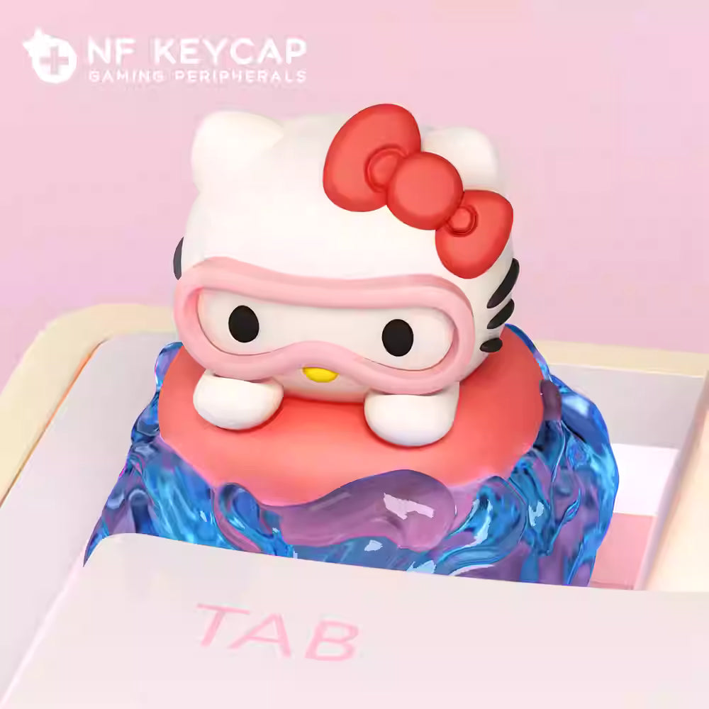 Swimming Kitty Artisan Key Cap