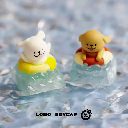 White Maltese Swimming Artisan Key Cap