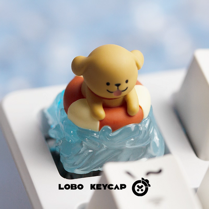 Yellow Maltese Swimming Artisan Key Cap