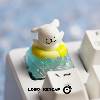 White Maltese Swimming Artisan Key Cap