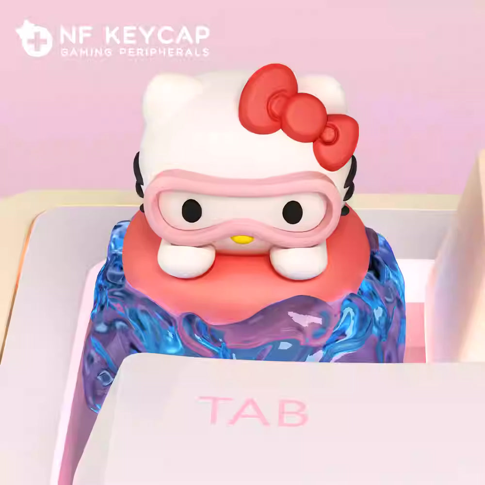 Swimming Kitty Artisan Key Cap
