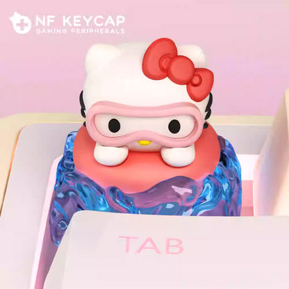 Swimming Kitty Artisan Key Cap