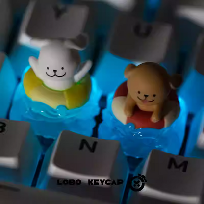 White Maltese Swimming Artisan Key Cap