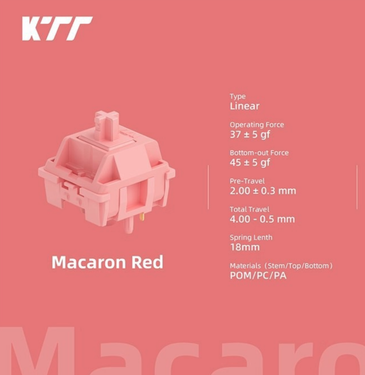 KTT Red Macaron Linear Switches — full product details — Switch specifications 1