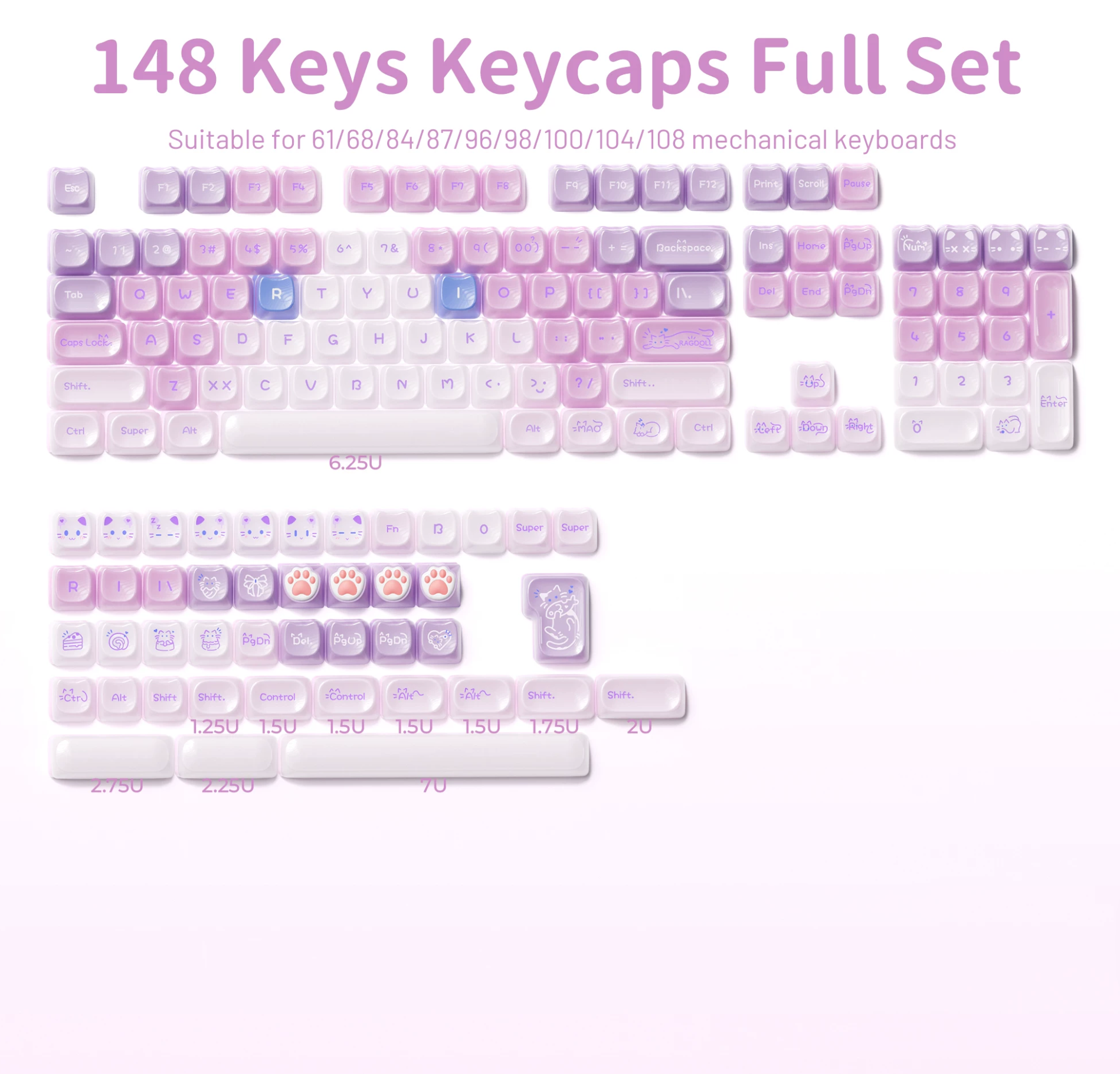 Marie Cat Key Cap Set - 4 Cat Paw Artisan key cap for free!