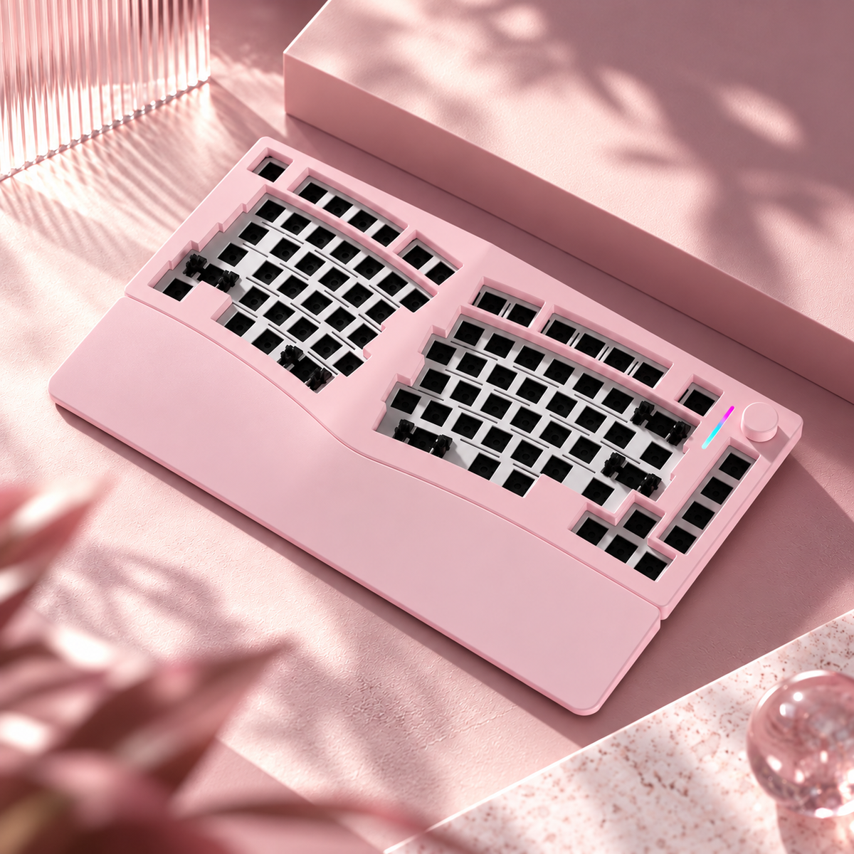 FEKER Alice75 pink aluminium barebone keyboard without switches or keycaps