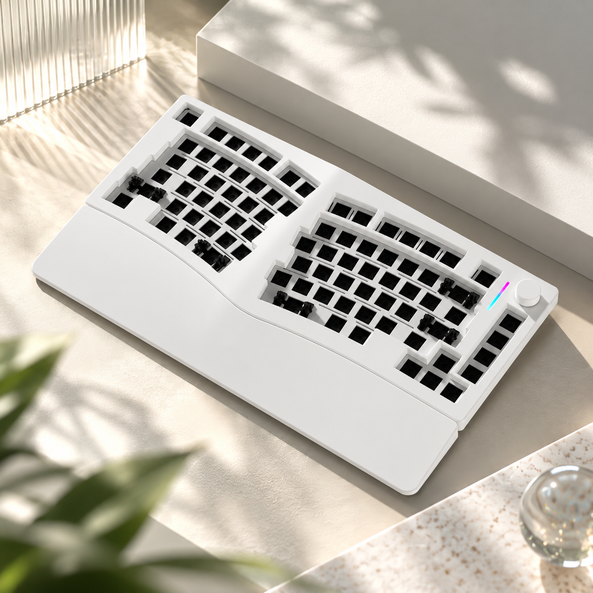 FEKER Alice75 white aluminium barebone keyboard without switches or keycaps