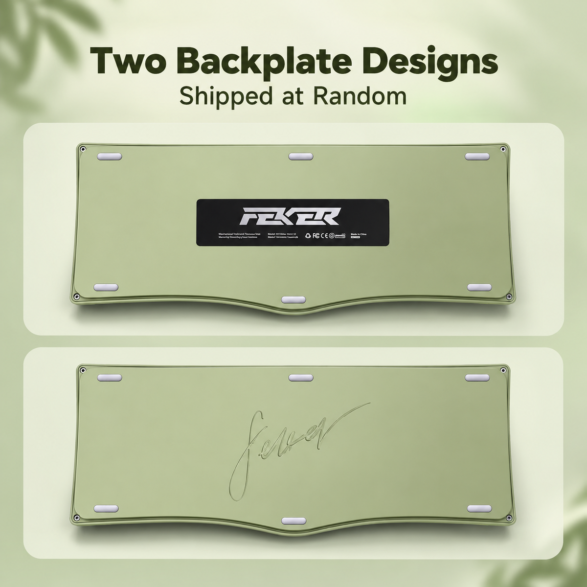 Two FEKER Alice75 underside backplate designs supplied at random